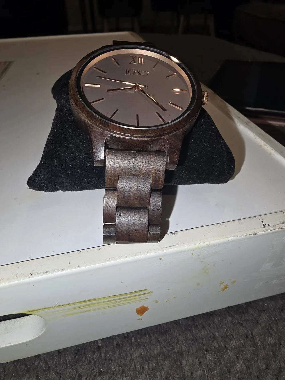 Men's Dark Wood Watch with Gold Accents